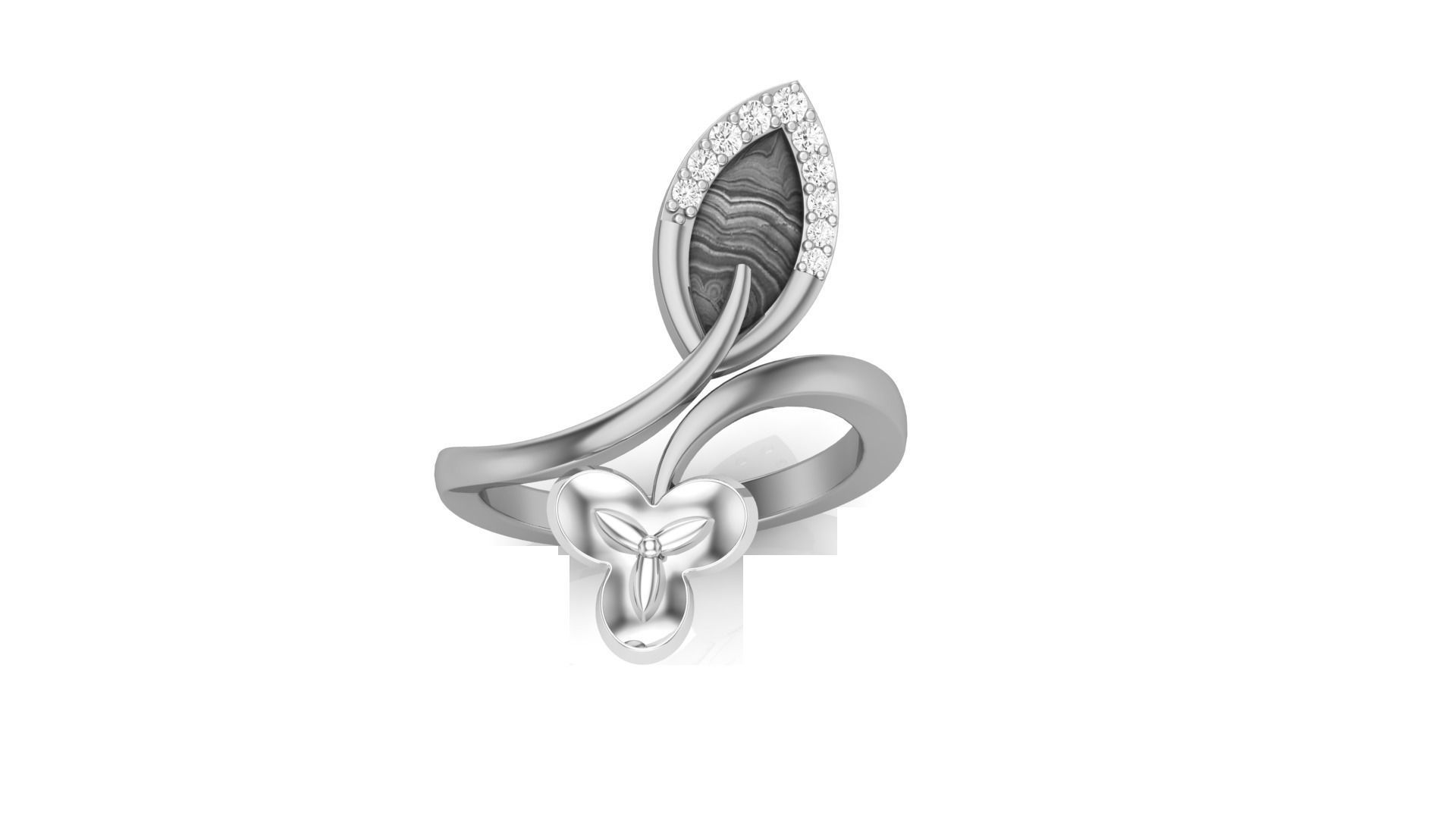 Flower Leaves Light Wt Ring 3dm stl obj mtl gltf glb render  3D print model_8