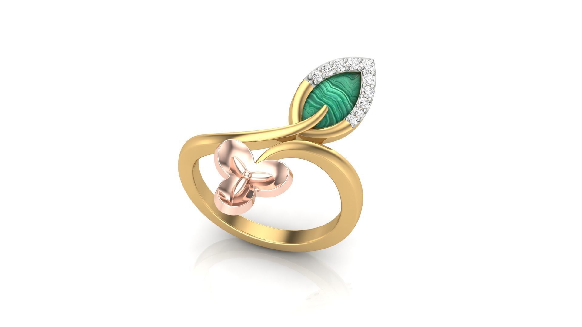 Flower Leaves Light Wt Ring 3dm stl obj mtl gltf glb render  3D print model_2