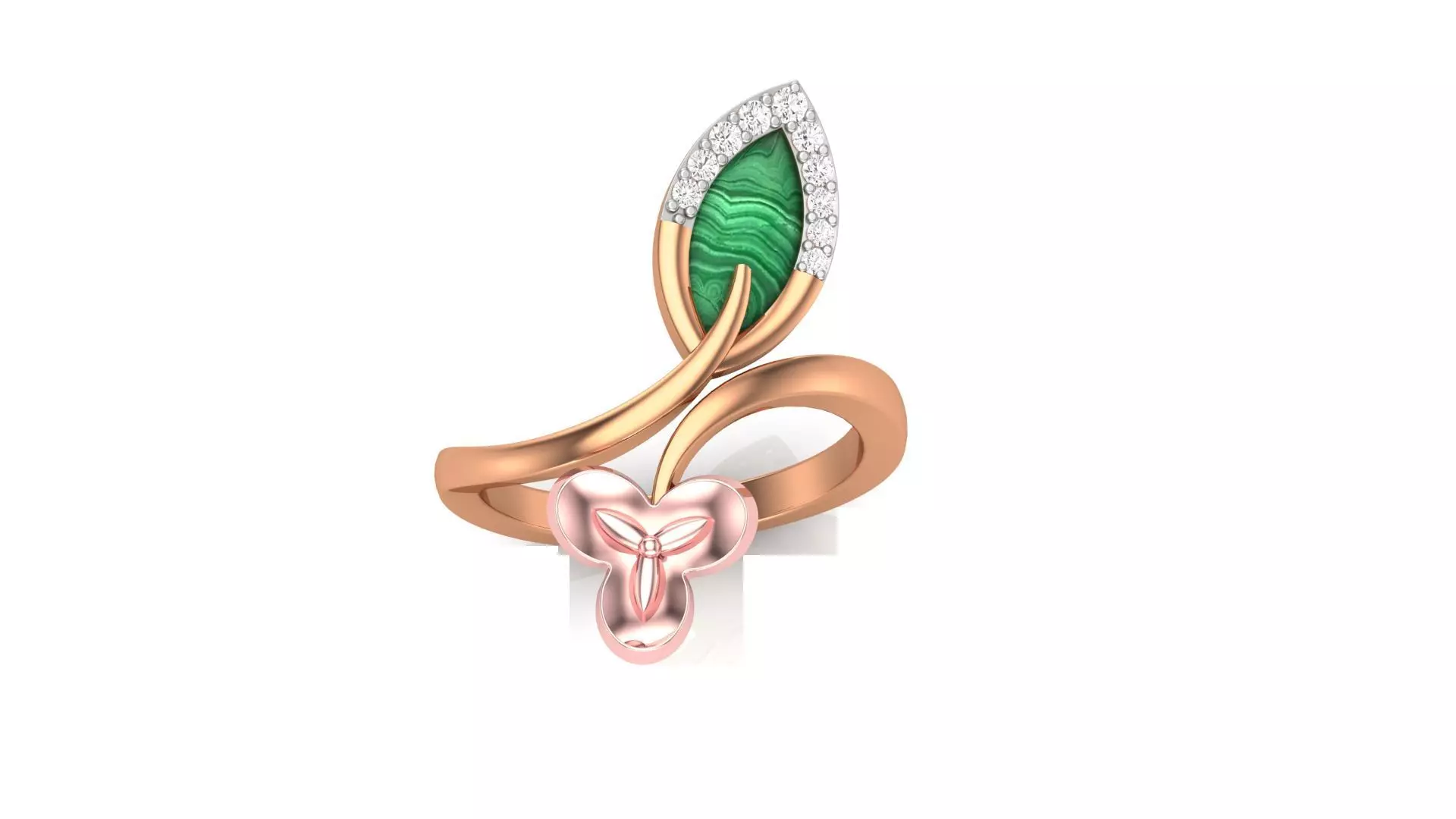 Flower Leaves Light Wt Ring 3dm stl obj mtl gltf glb render  3D print model_0