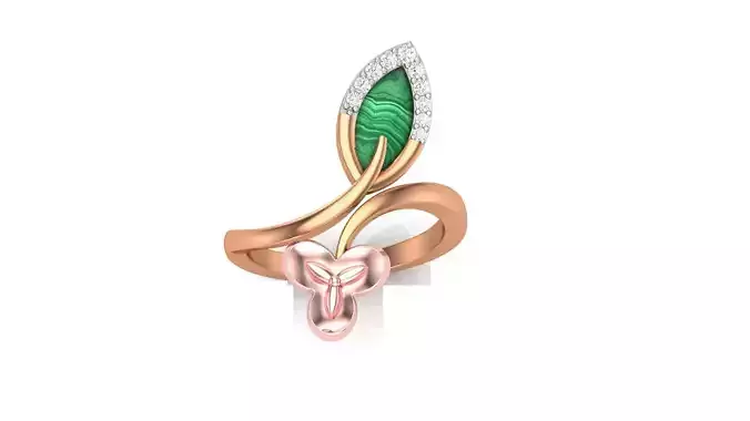 Flower Leaves Light Wt Ring 3dm stl obj mtl gltf glb render  3D print model