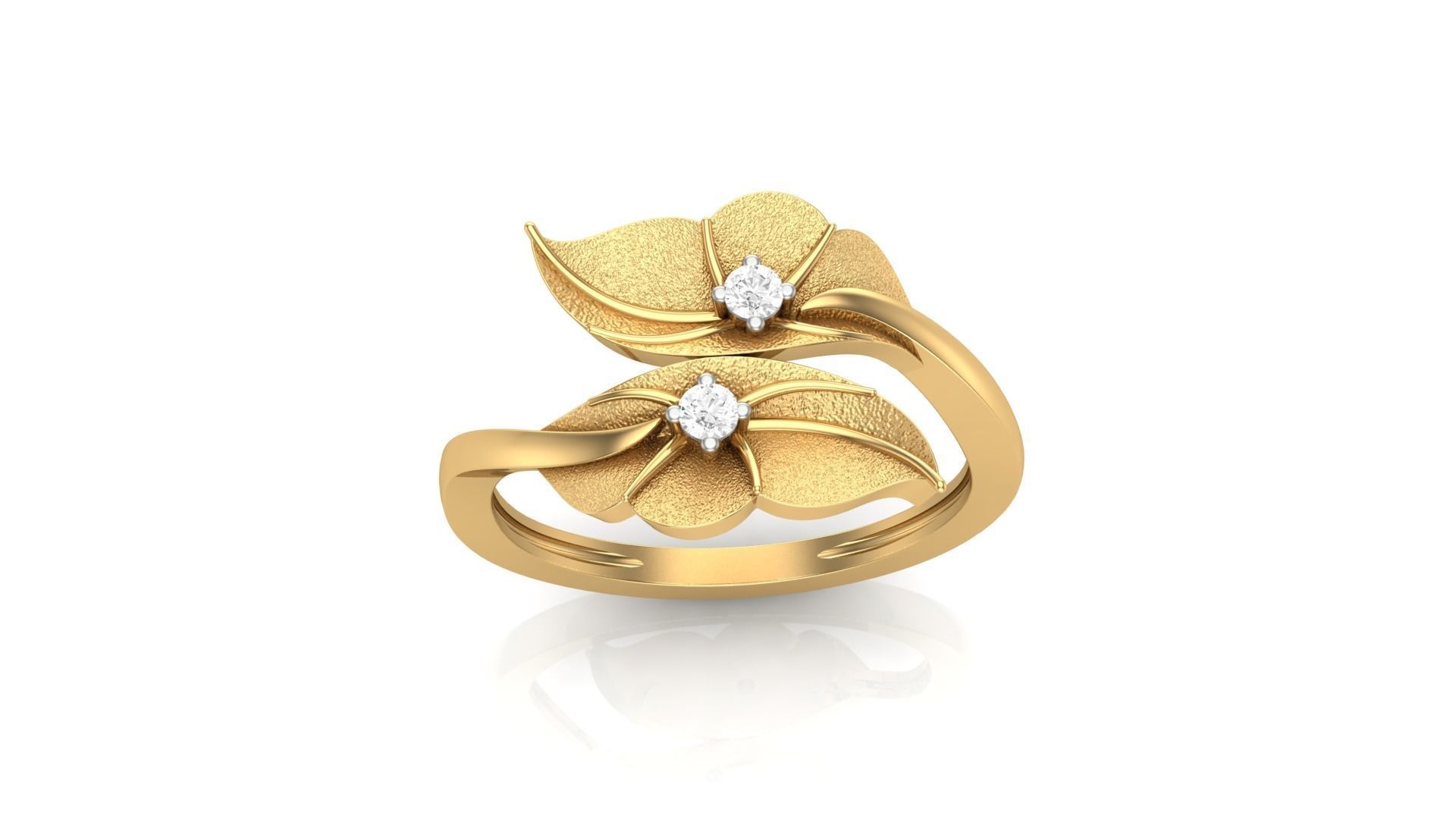 Bi Leaves Light Wt Ring 3dm stl obj mtl gltf glb render details 3D print model_3