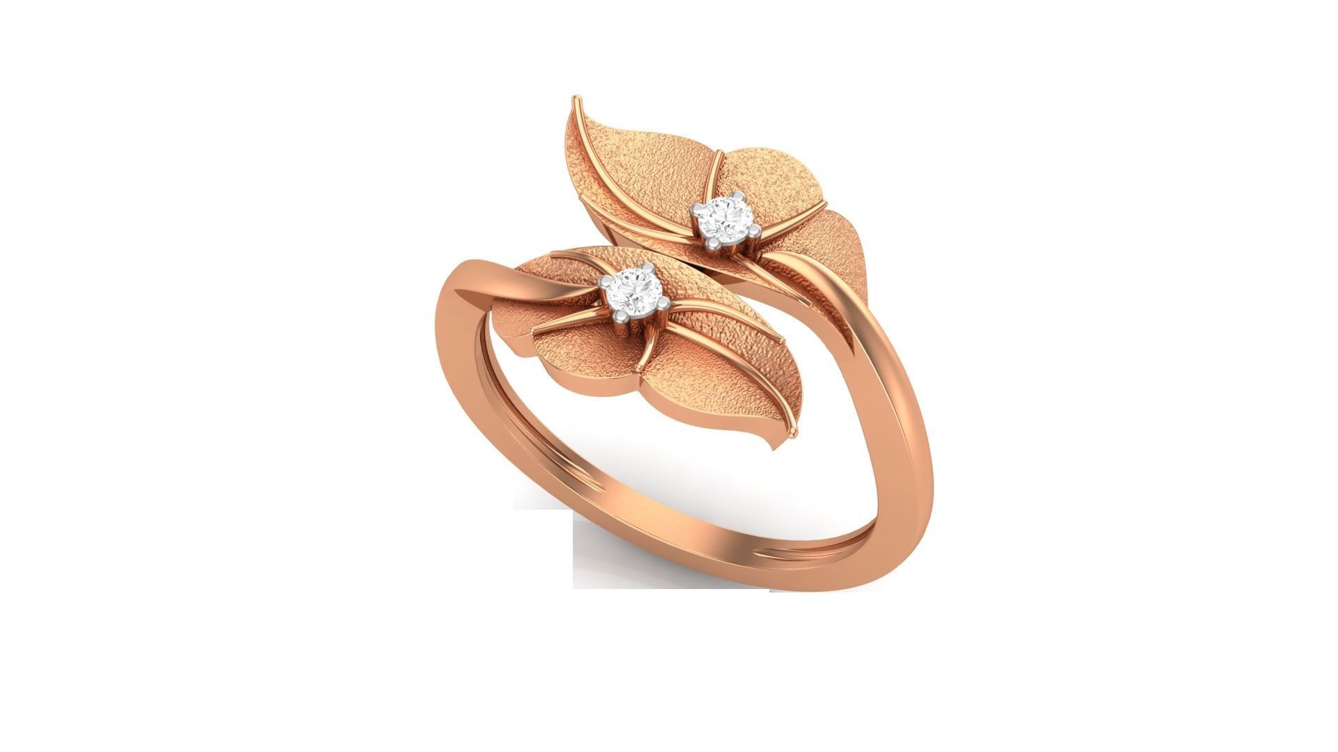 Bi Leaves Light Wt Ring 3dm stl obj mtl gltf glb render details 3D print model_5