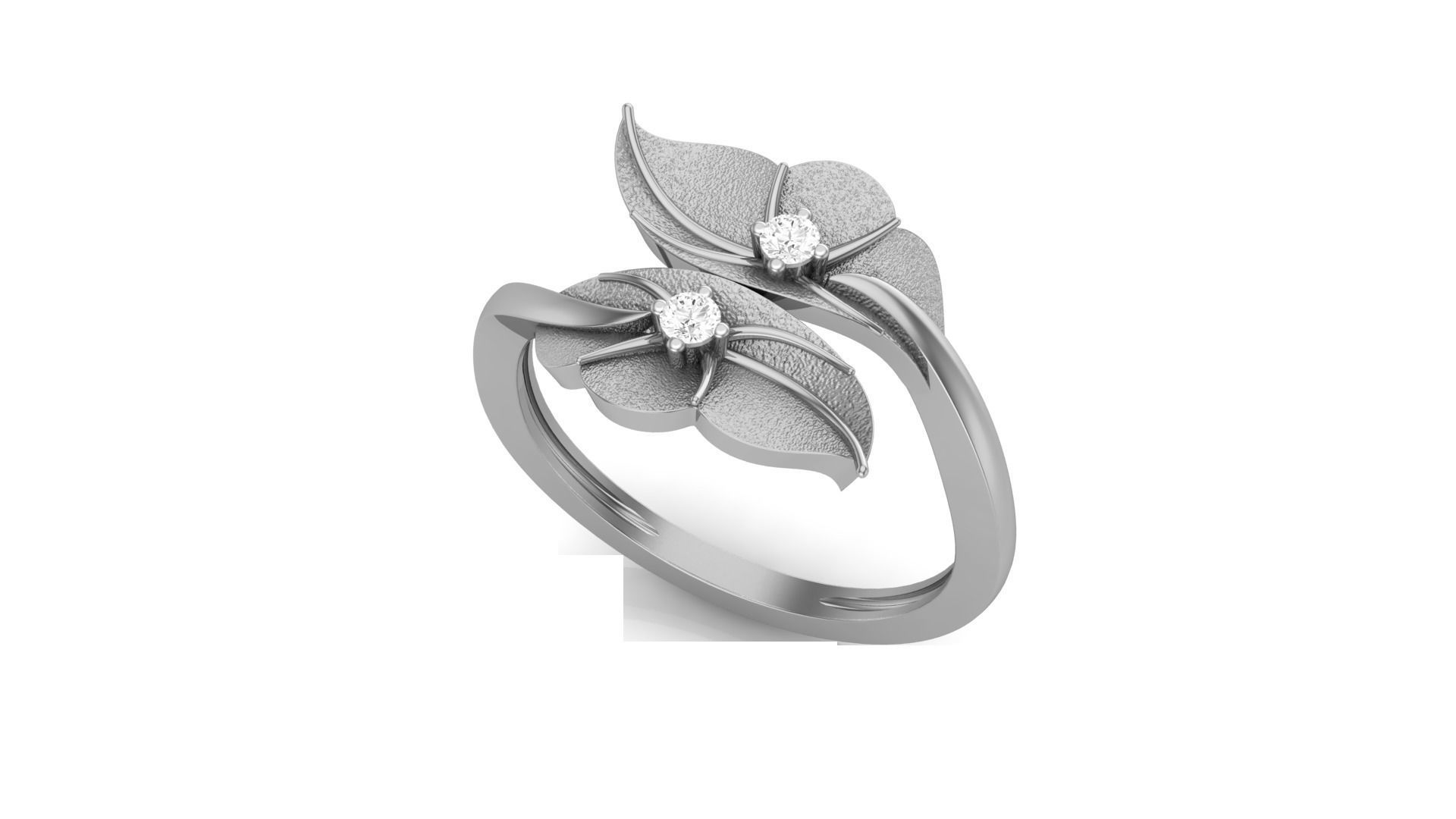 Bi Leaves Light Wt Ring 3dm stl obj mtl gltf glb render details 3D print model_7