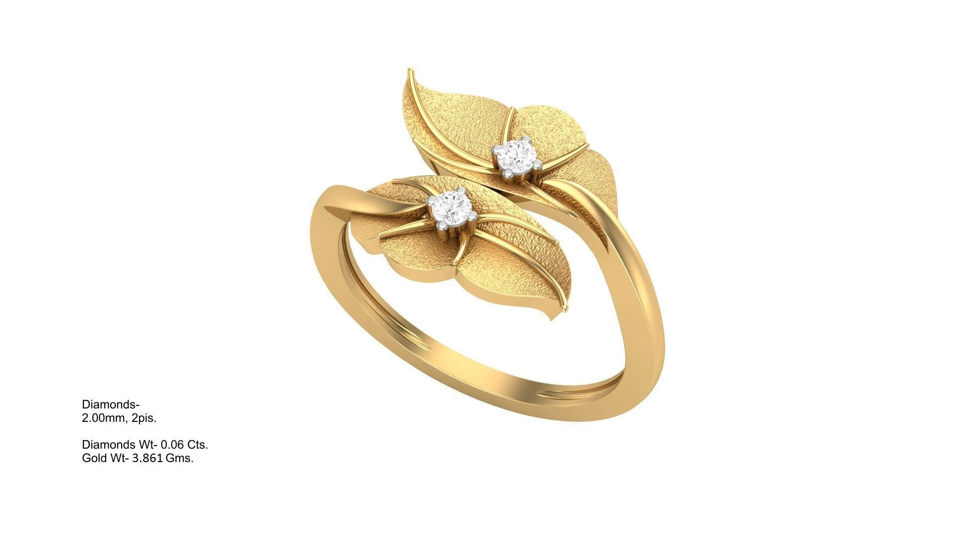 Bi Leaves Light Wt Ring 3dm stl obj mtl gltf glb render details 3D print model_1