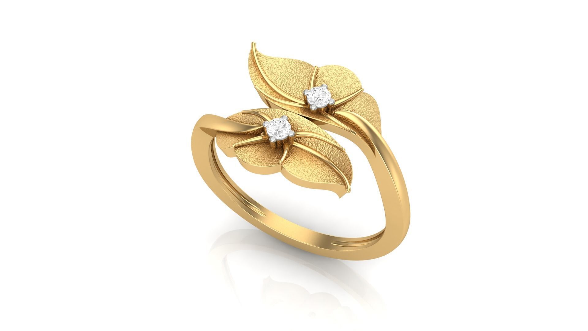 Bi Leaves Light Wt Ring 3dm stl obj mtl gltf glb render details 3D print model_2