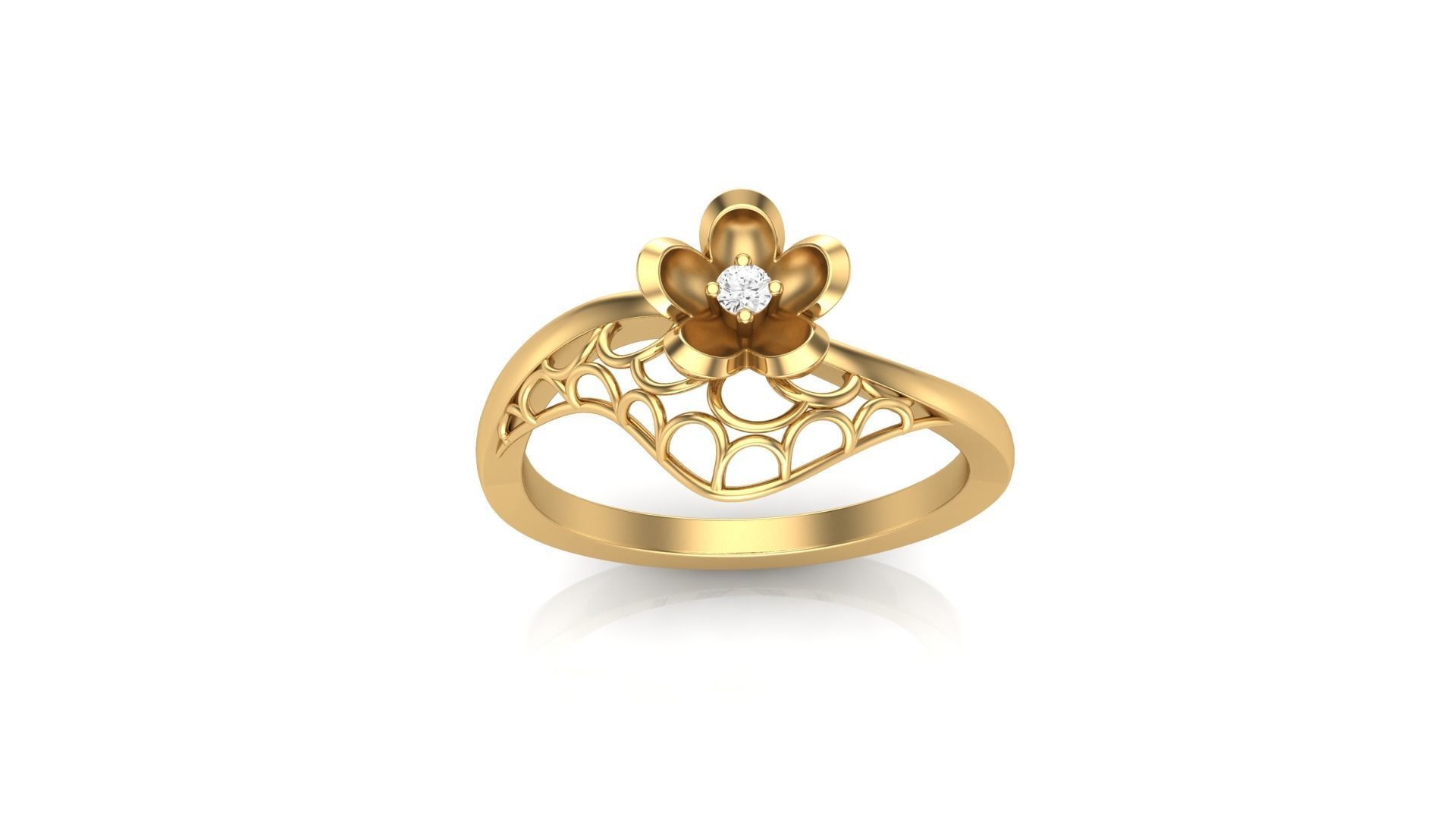 Flower Wire Mesh Light Wt Ring 3dm stl obj mtl gltf glb render 3D print model_3