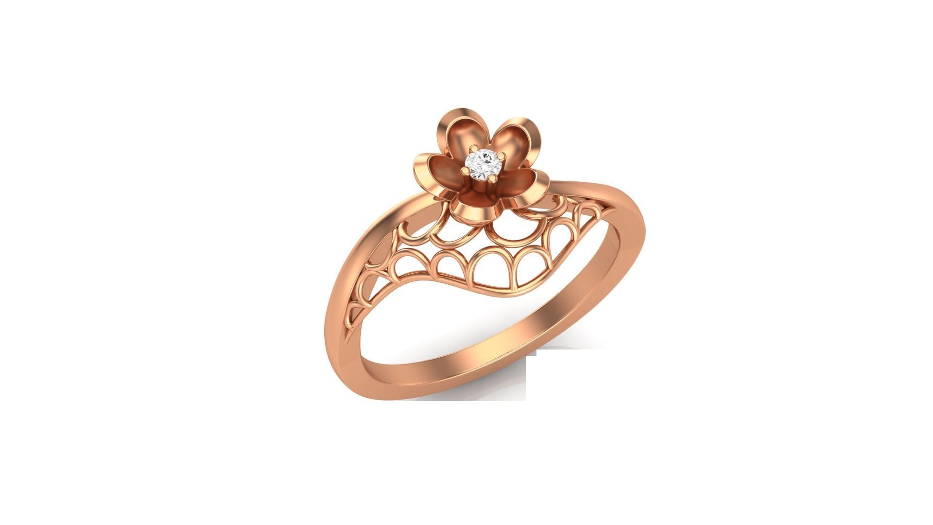 Flower Wire Mesh Light Wt Ring 3dm stl obj mtl gltf glb render 3D print model_5