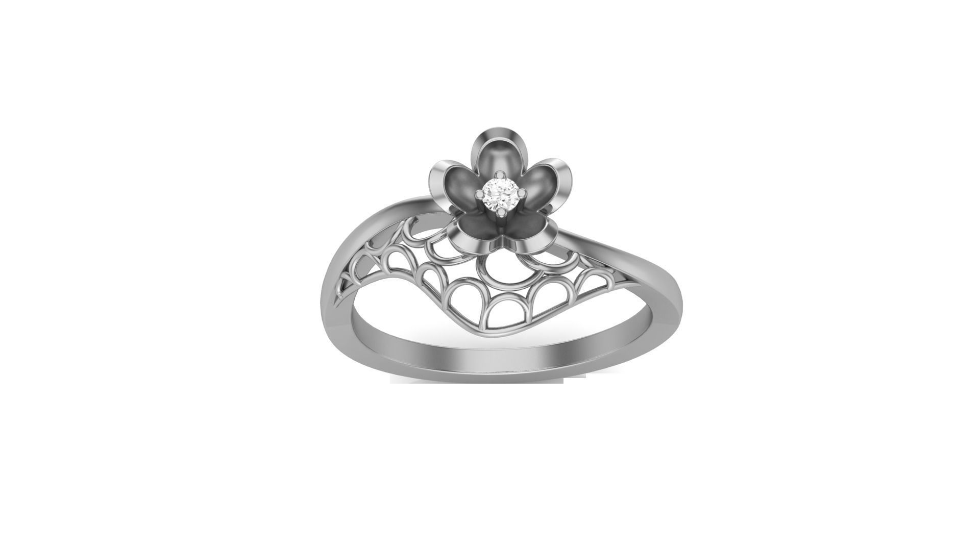 Flower Wire Mesh Light Wt Ring 3dm stl obj mtl gltf glb render 3D print model_8