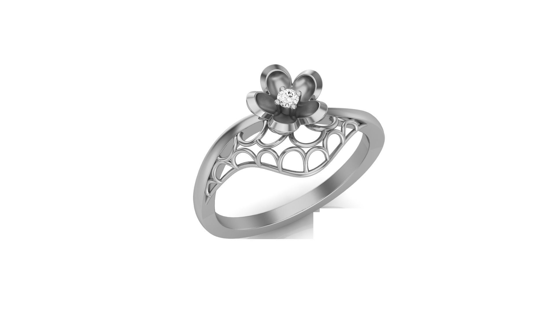 Flower Wire Mesh Light Wt Ring 3dm stl obj mtl gltf glb render 3D print model_7