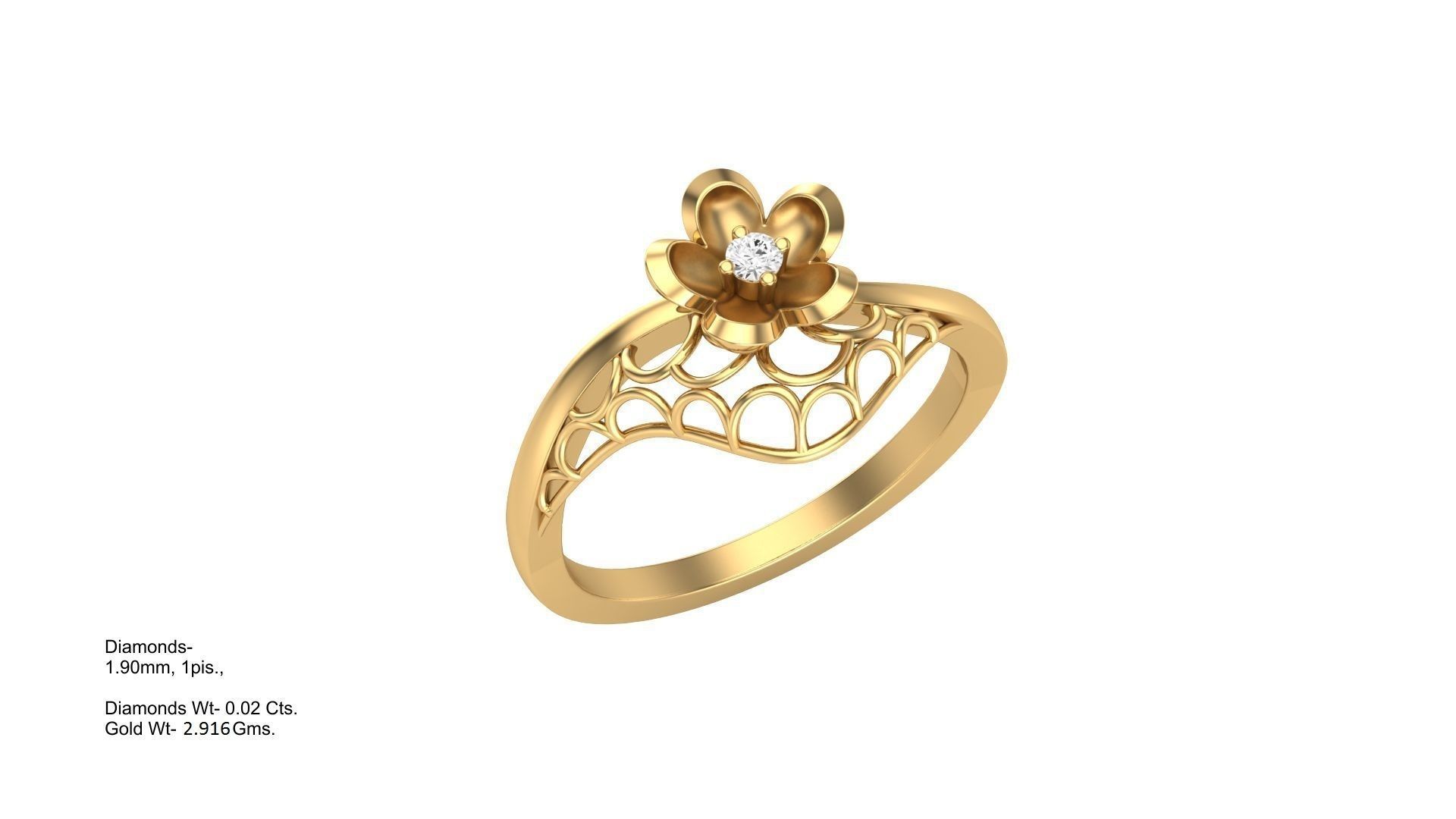 Flower Wire Mesh Light Wt Ring 3dm stl obj mtl gltf glb render 3D print model_1