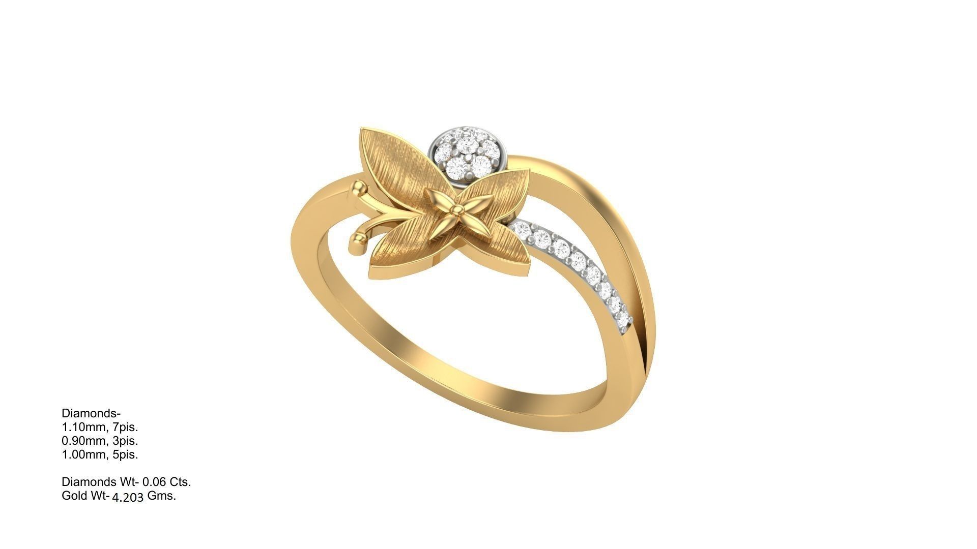 Butterfly Light Wt Ring 3dm stl obj mtl gltf glb render details 3D print model_1