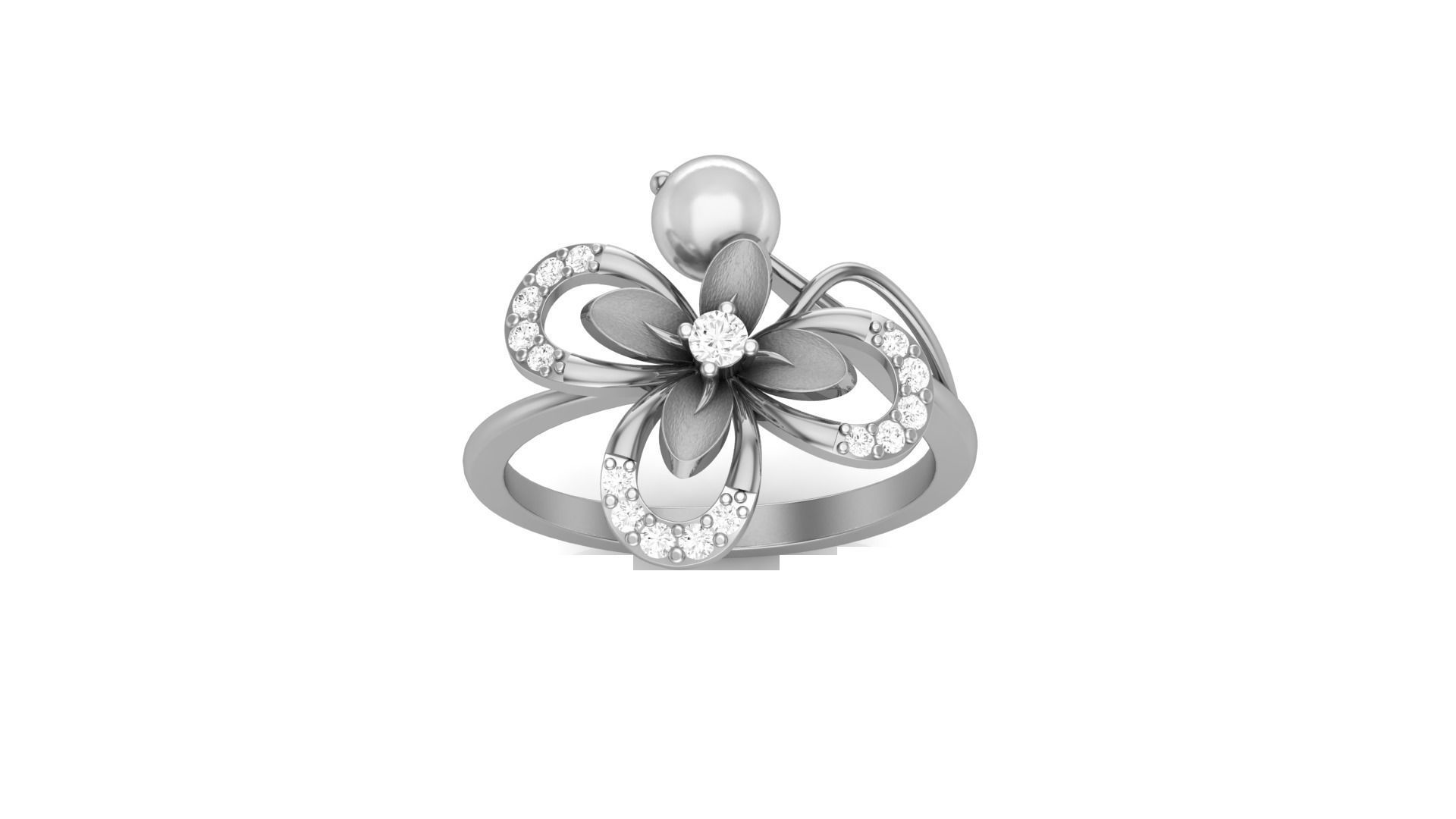Pearl Flower Light Wt Ring 3dm stl obj mtl gltf glb render 3D print model_8