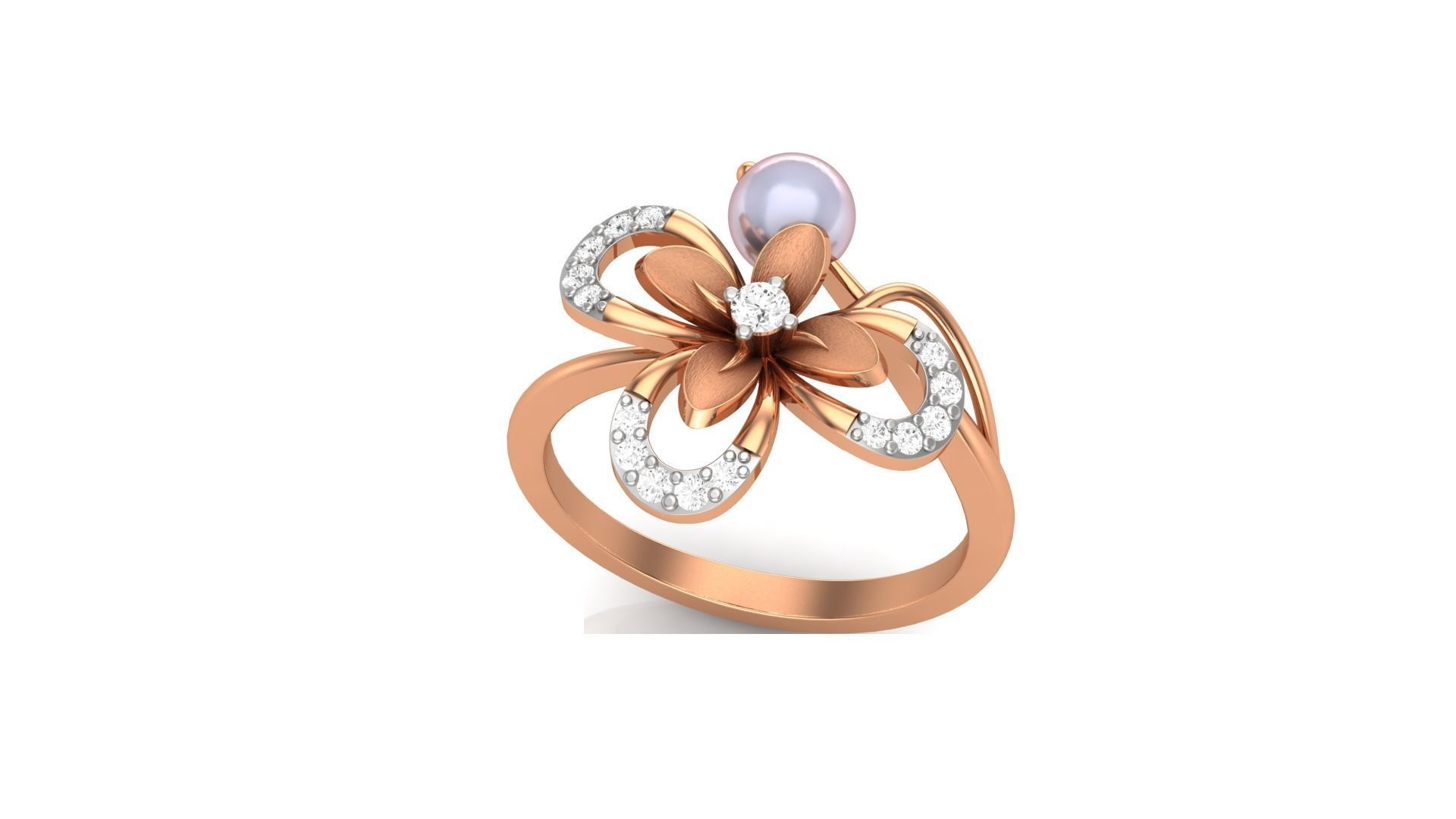 Pearl Flower Light Wt Ring 3dm stl obj mtl gltf glb render 3D print model_5