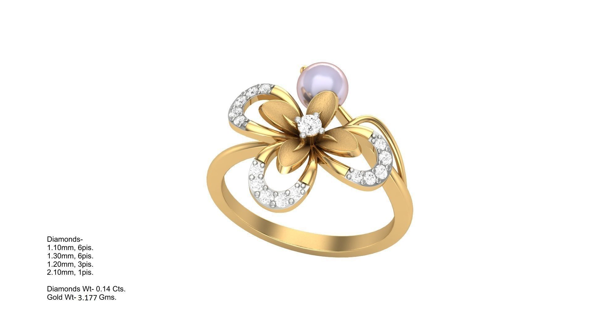 Pearl Flower Light Wt Ring 3dm stl obj mtl gltf glb render 3D print model_1