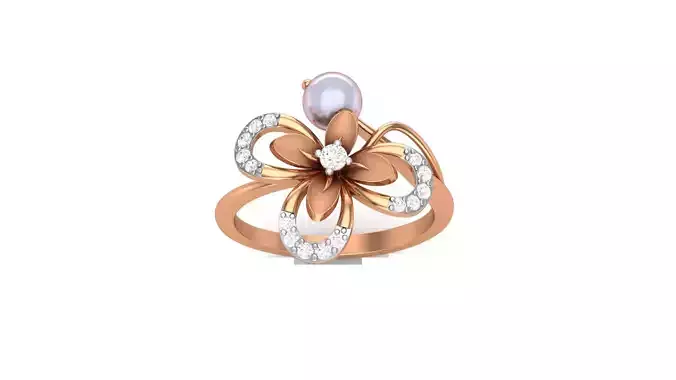 Pearl Flower Light Wt Ring 3dm stl obj mtl gltf glb render 