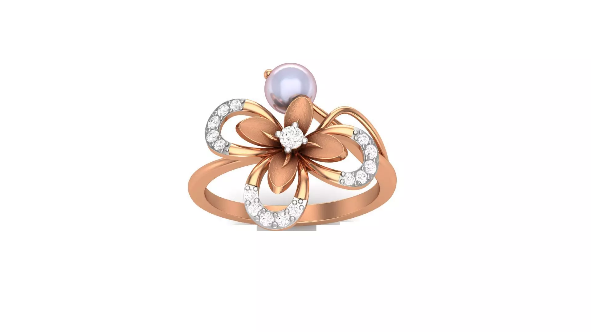 Pearl Flower Light Wt Ring 3dm stl obj mtl gltf glb render 3D print model_0