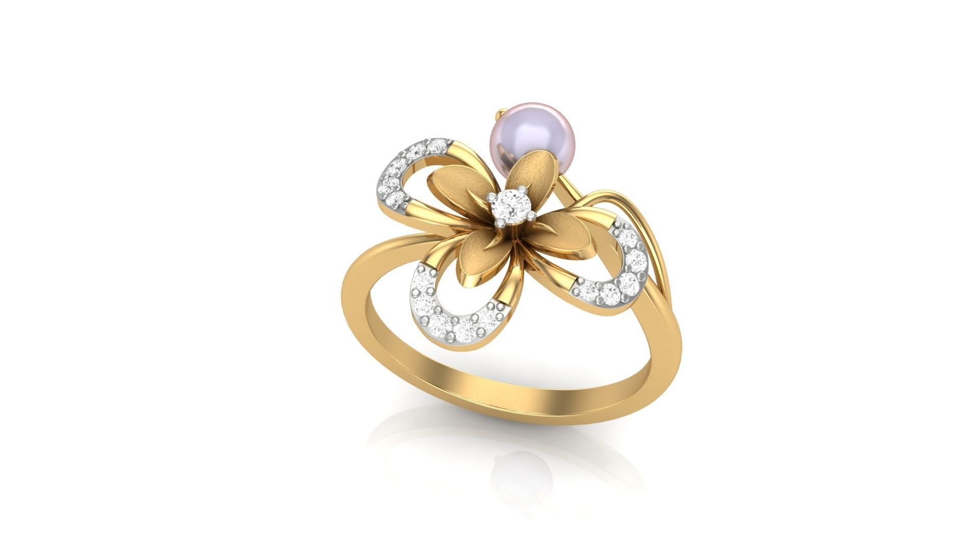 Pearl Flower Light Wt Ring 3dm stl obj mtl gltf glb render 3D print model_2