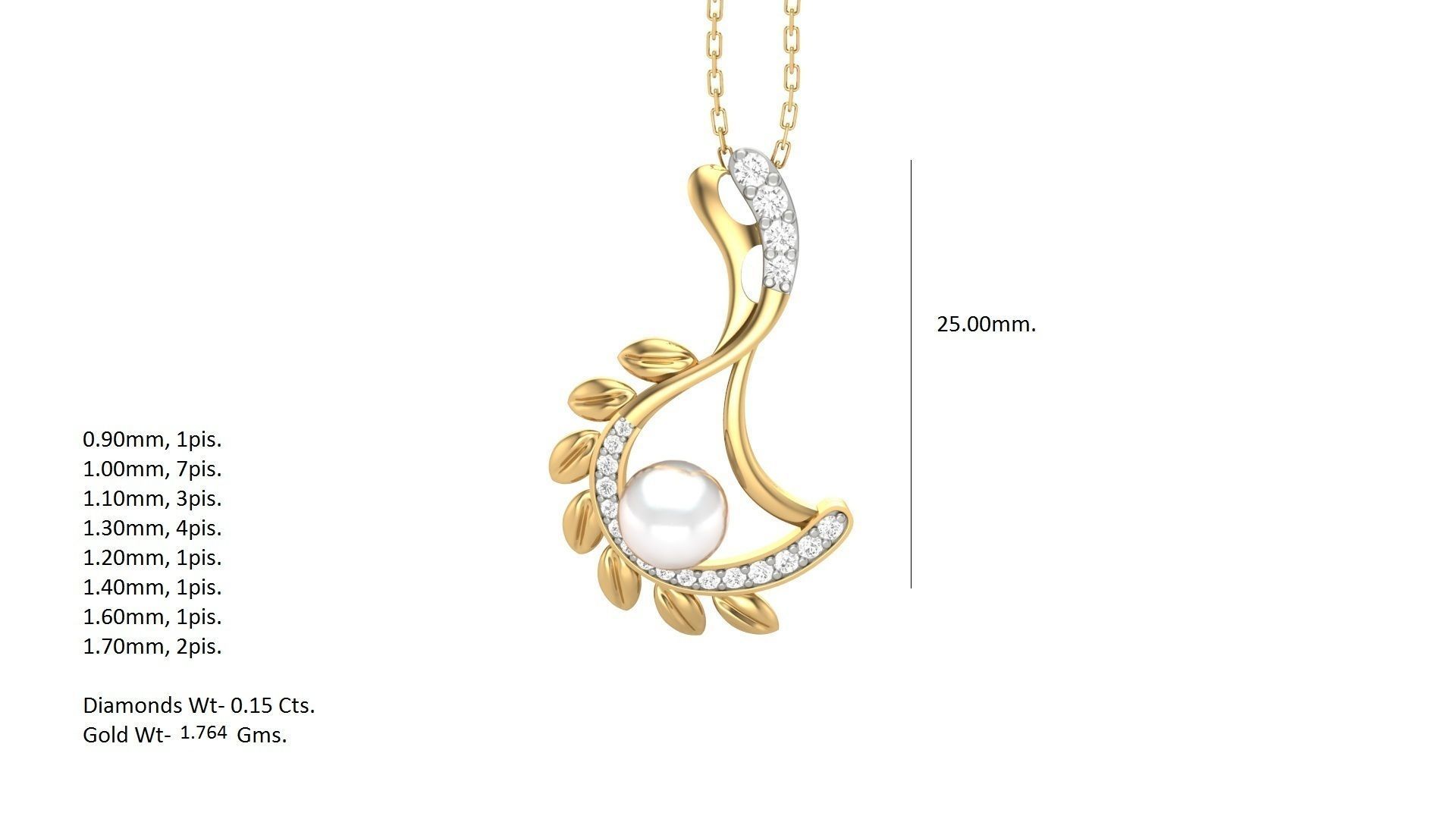 Pearl Flower Light Wt Pendant 3dm stl obj mtl gltf glb render 3D print model_2