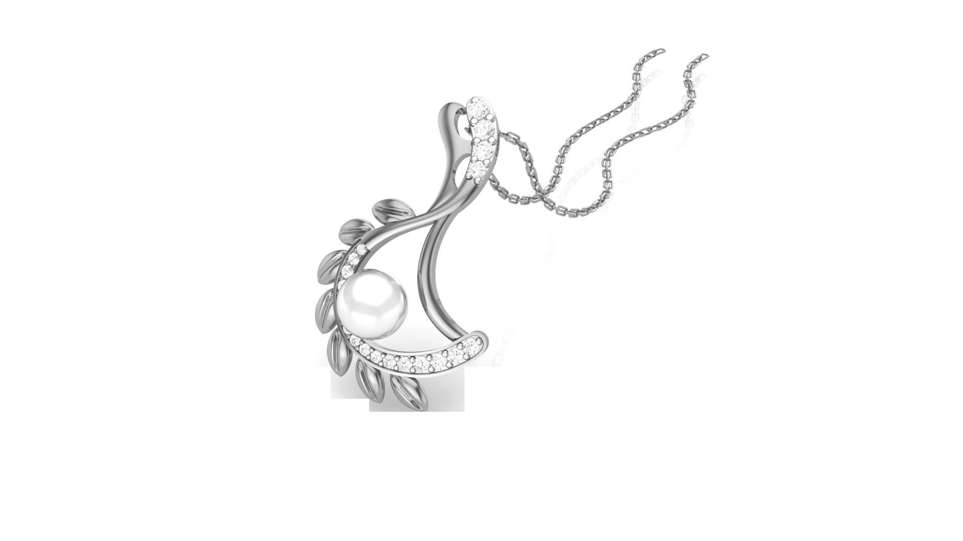 Pearl Flower Light Wt Pendant 3dm stl obj mtl gltf glb render 3D print model_7