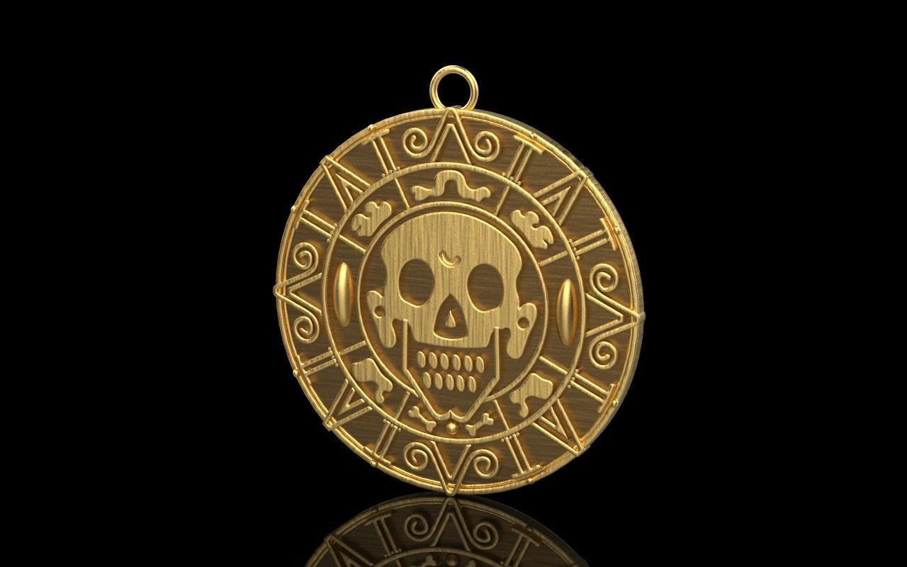 Aztec coin pendant 3D print model_1