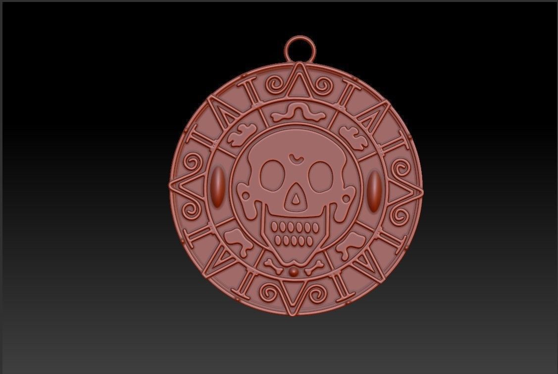 Aztec coin pendant 3D print model_5