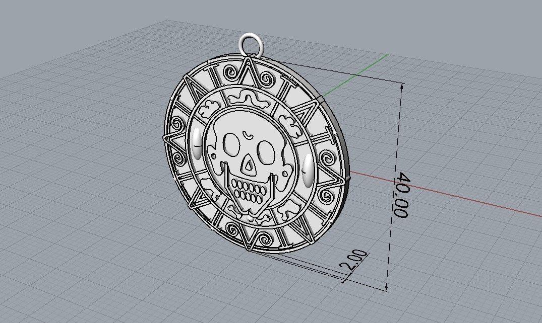Aztec coin pendant 3D print model_7