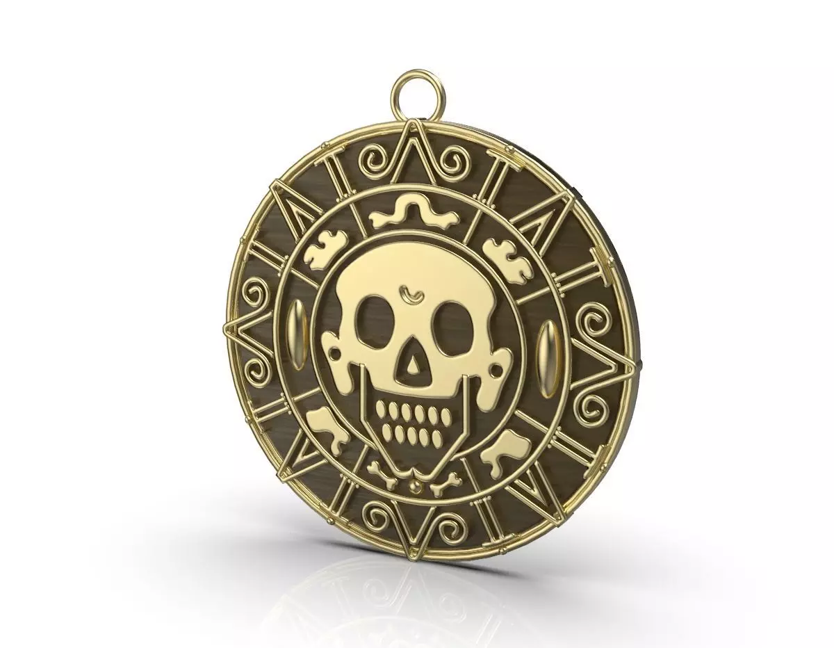 Aztec coin pendant 3D print model_0