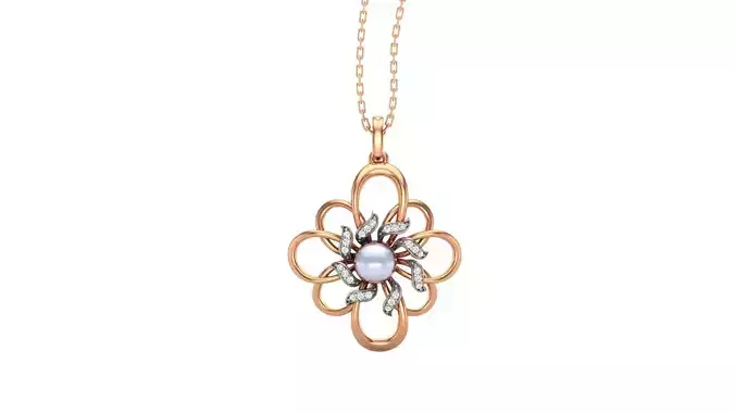 Pearl Flower Light Wt Pendant 3dm stl obj mtl gltf glb render 