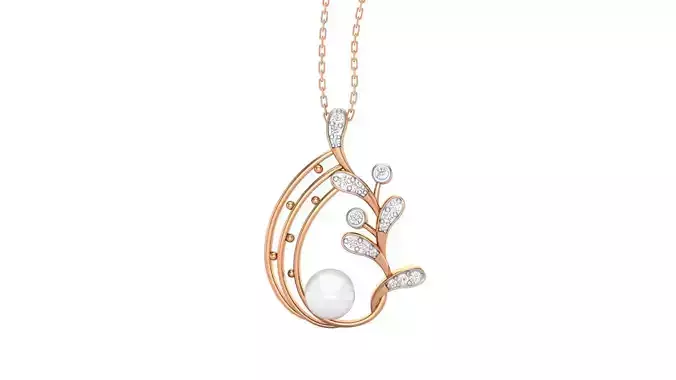 Pearl Leaves Light Wt Pendant 3dm stl obj mtl gltf glb render