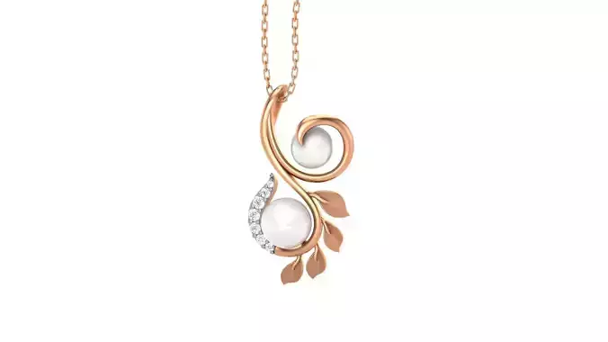 Pearl Flower Leaves Light Wt Pendant 3dm stl obj mtl gltf glb 