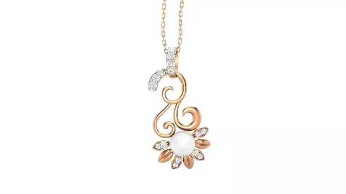 Pearl Flower Light Wt Pendant 3dm stl obj mtl gltf glb render 