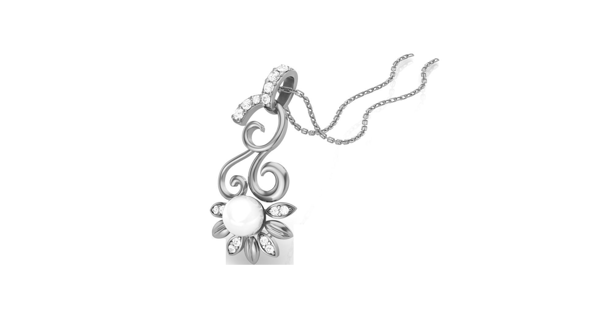 Pearl Flower Light Wt Pendant 3dm stl obj mtl gltf glb render  3D print model_7