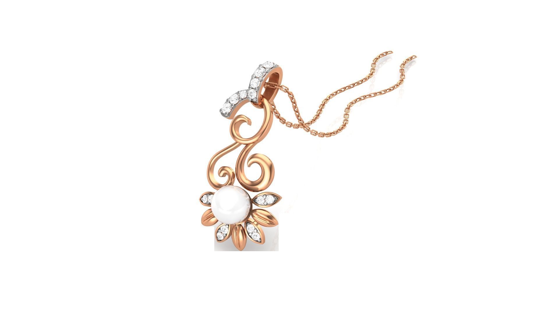 Pearl Flower Light Wt Pendant 3dm stl obj mtl gltf glb render  3D print model_5