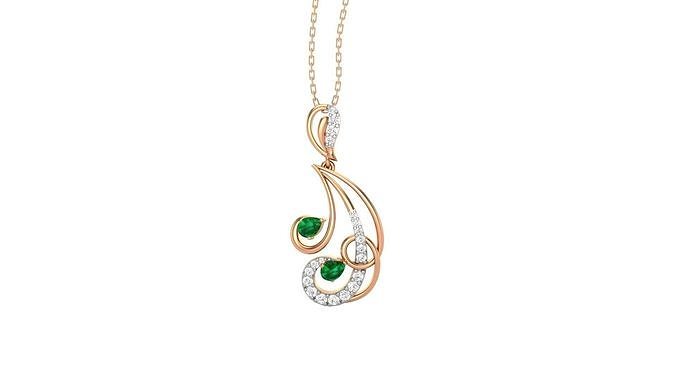 Emerald Light Wt Pendant 3dm stl obj mtl gltf glb render details 3D print model