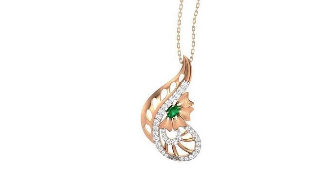 Emerald Flower Light Wt Pendant 3dm stl obj mtl gltf glb render  3D print model