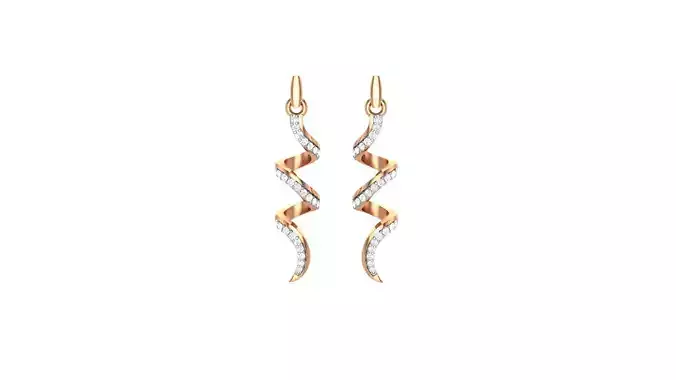 Snake Light weight Diamond Studs Earrings 3dm stl renders 3D print model