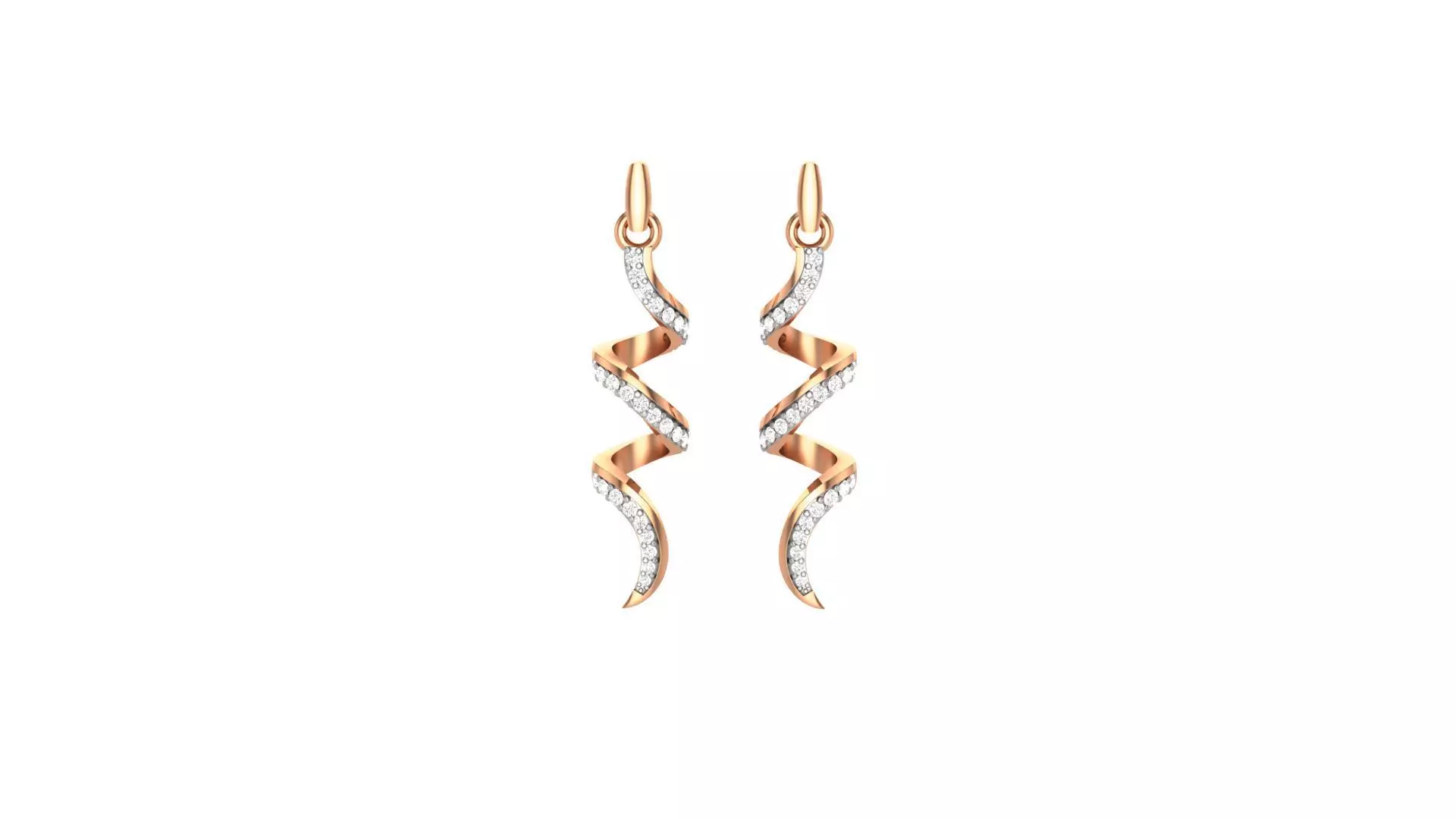 Snake Light weight Diamond Studs Earrings 3dm stl renders 3D print model_0