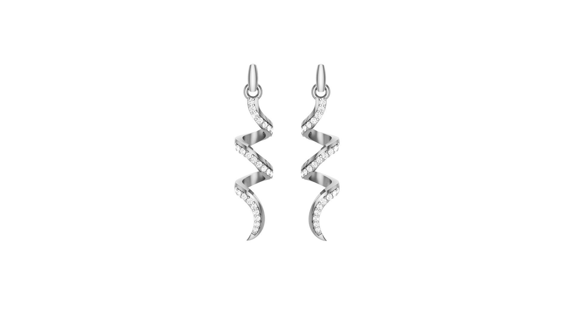 Snake Light weight Diamond Studs Earrings 3dm stl renders 3D print model_7