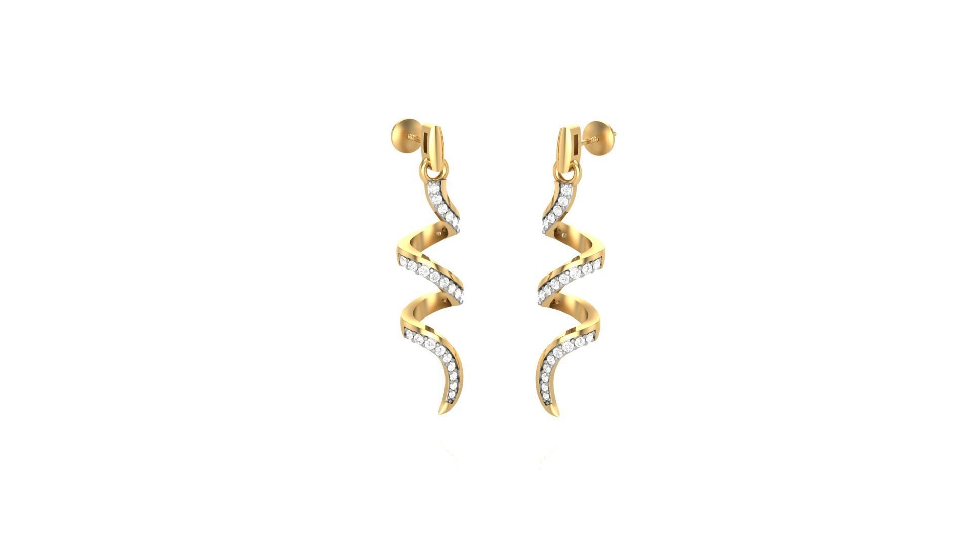 Snake Light weight Diamond Studs Earrings 3dm stl renders 3D print model_3