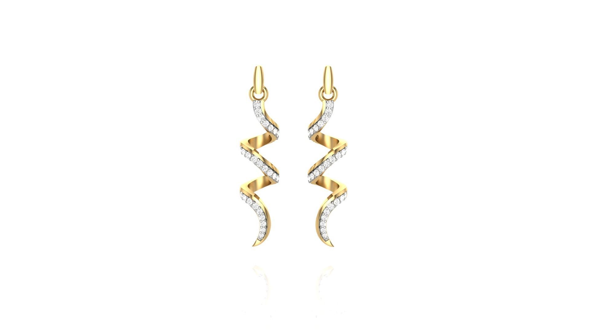 Snake Light weight Diamond Studs Earrings 3dm stl renders 3D print model_2