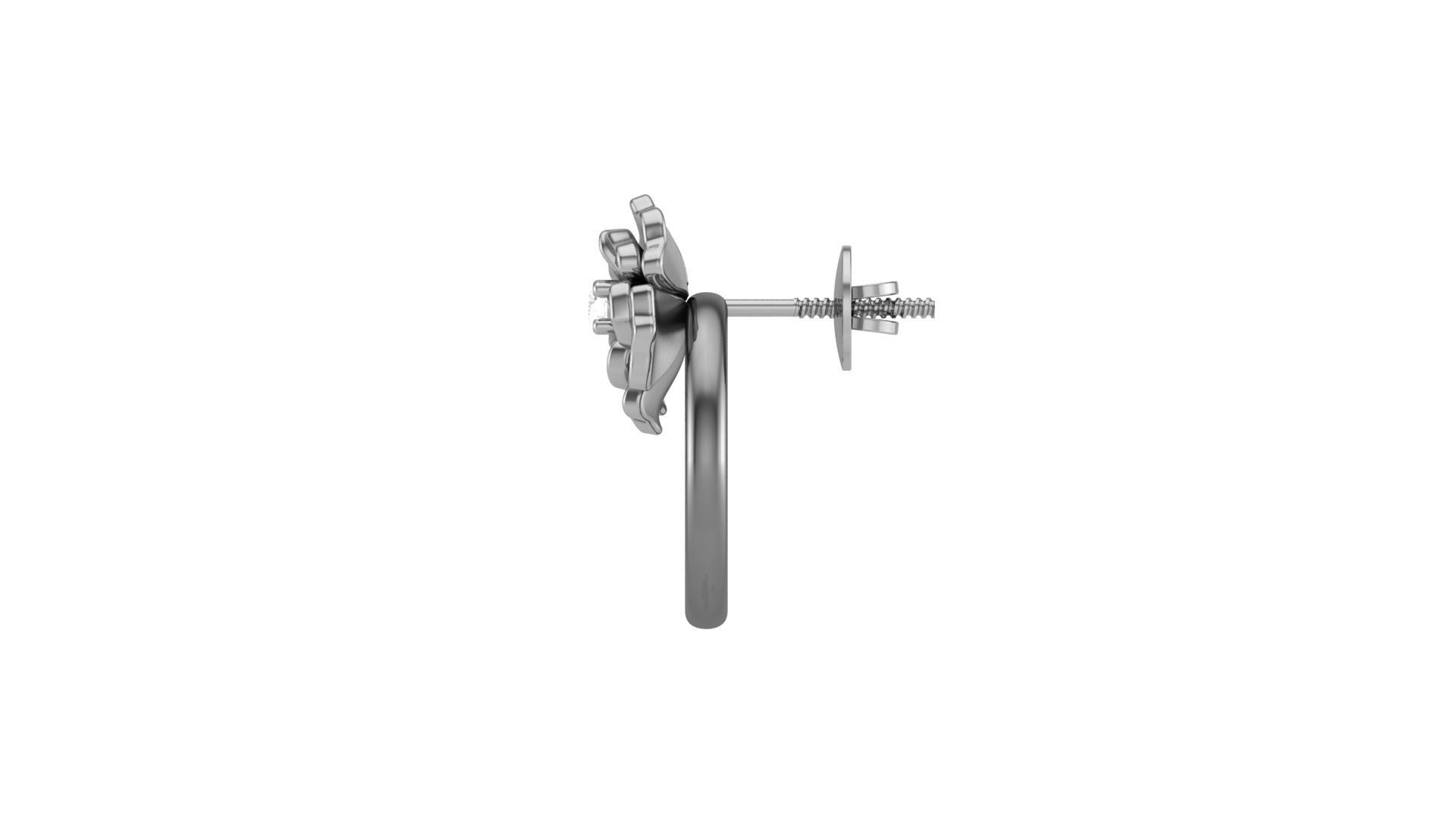 Flower Light weight Diamond Studs Earrings 3dm stl renders 3D print model_8