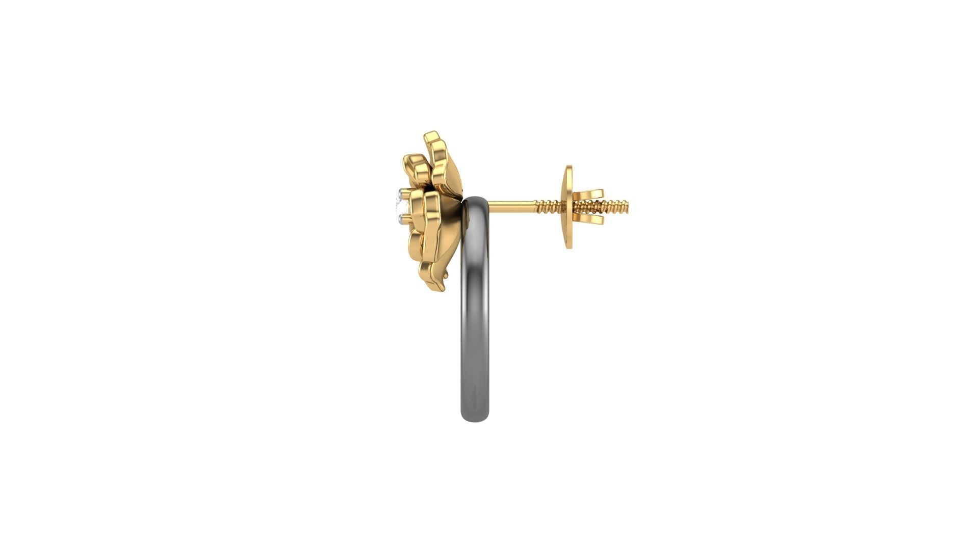 Flower Light weight Diamond Studs Earrings 3dm stl renders 3D print model_4