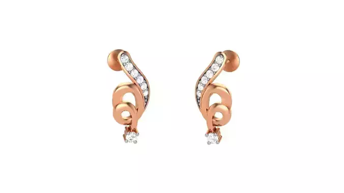 Light weight Diamond Studs Earrings 3dm stl renders