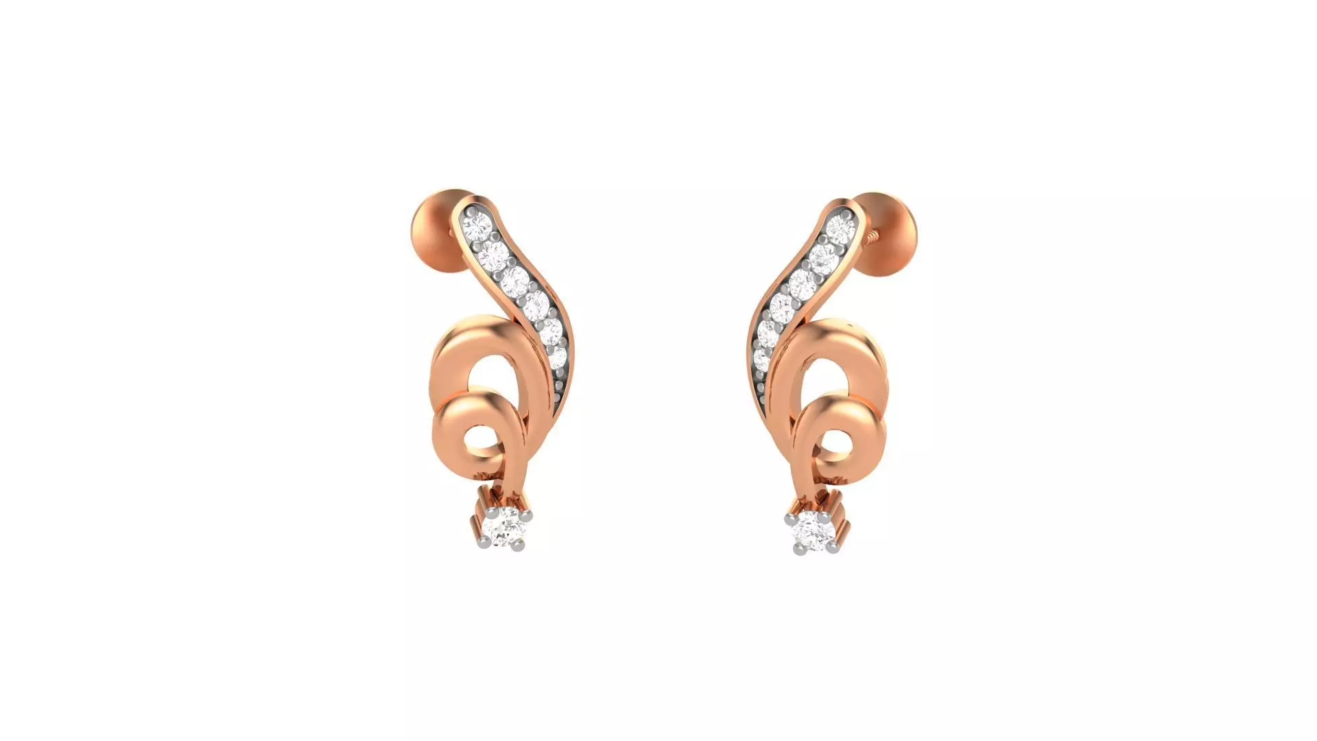 Light weight Diamond Studs Earrings 3dm stl renders 3D print model