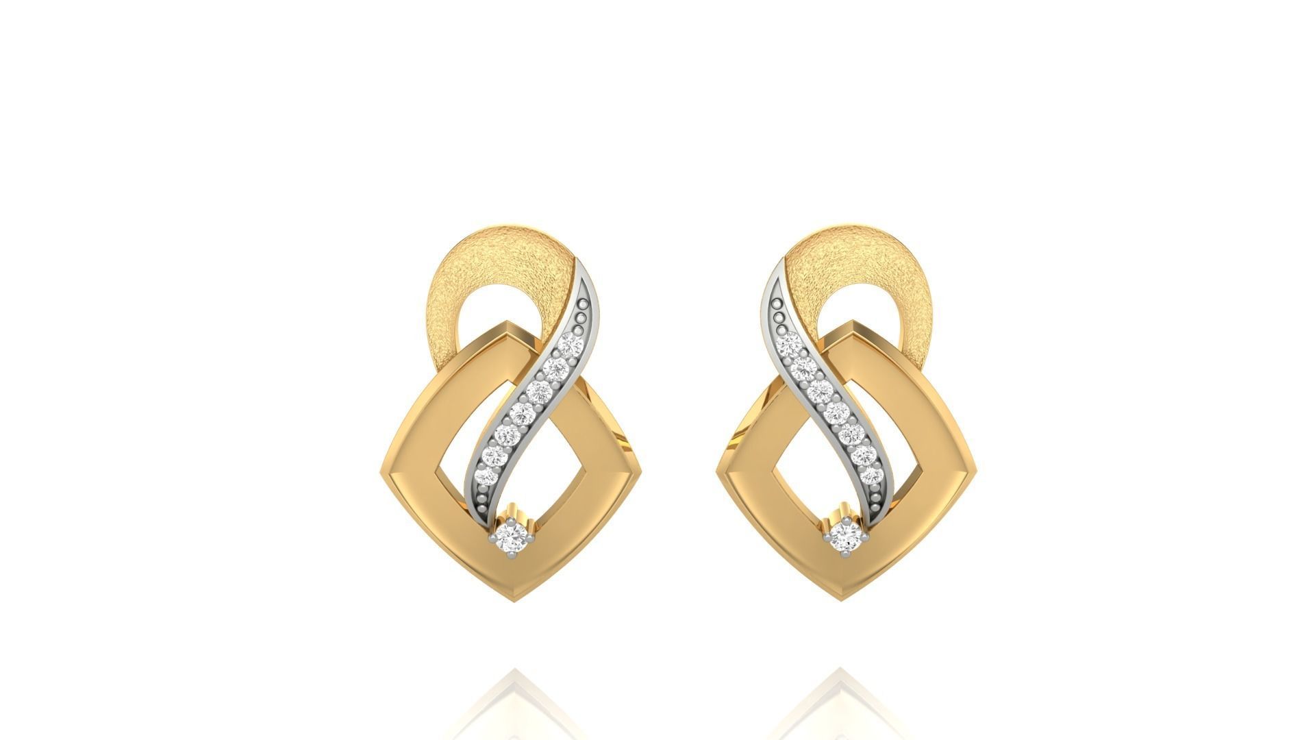 Light weight Diamond Studs Earrings 3dm stl renders 3D print model_2