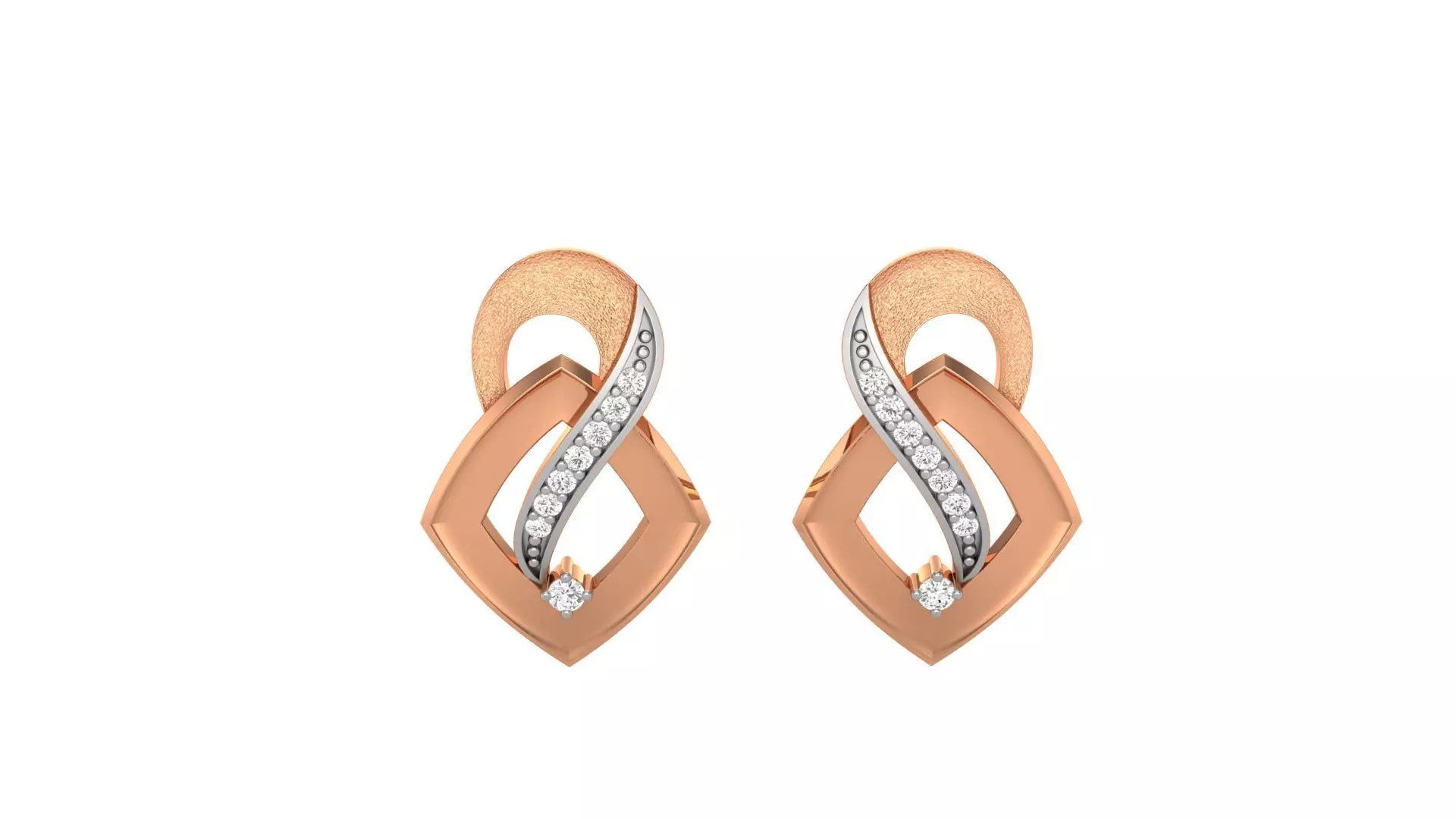 Light weight Diamond Studs Earrings 3dm stl renders 3D print model_0