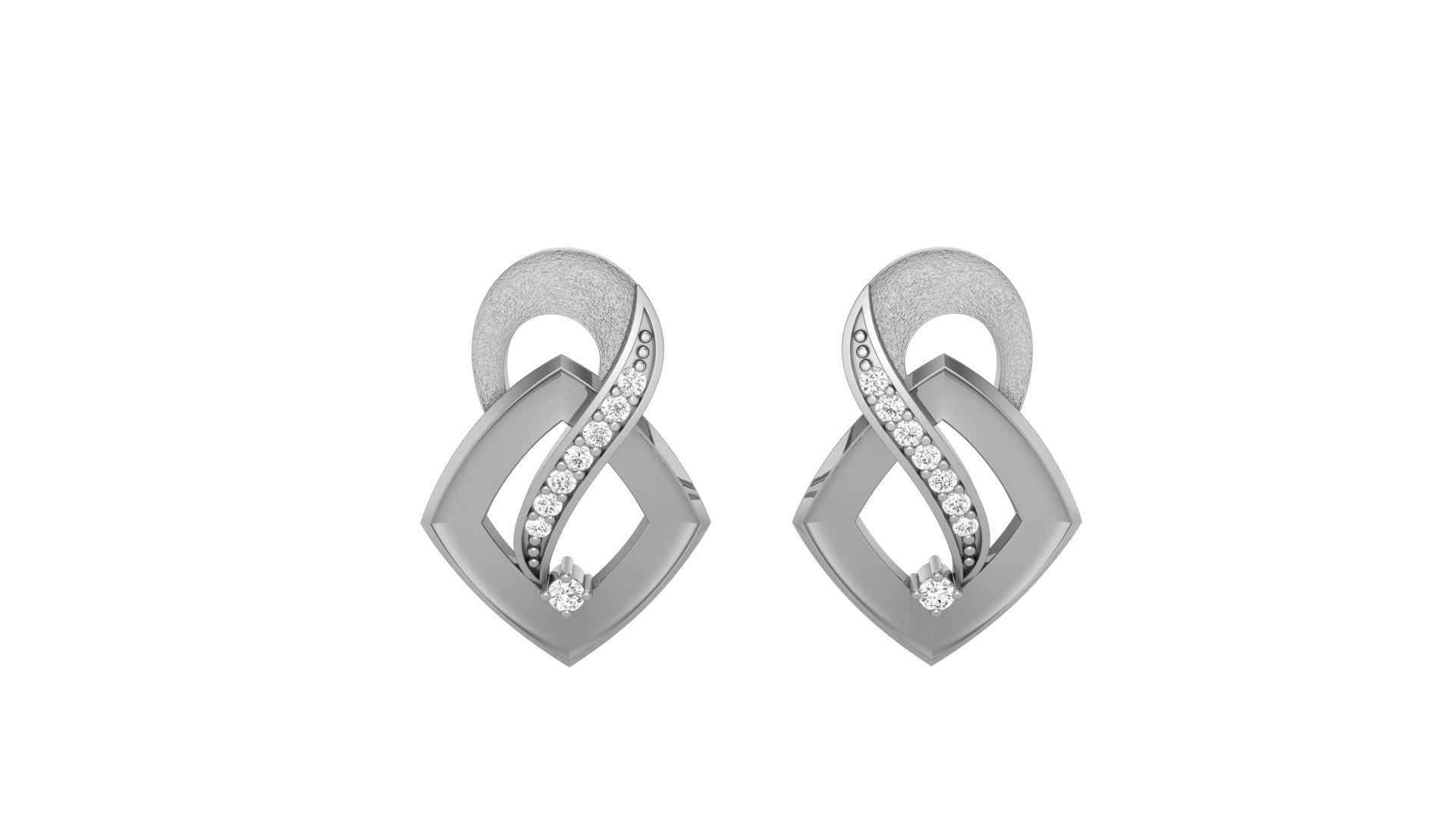 Light weight Diamond Studs Earrings 3dm stl renders 3D print model_9