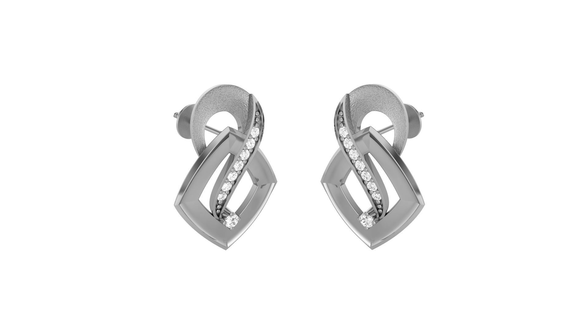 Light weight Diamond Studs Earrings 3dm stl renders 3D print model_7