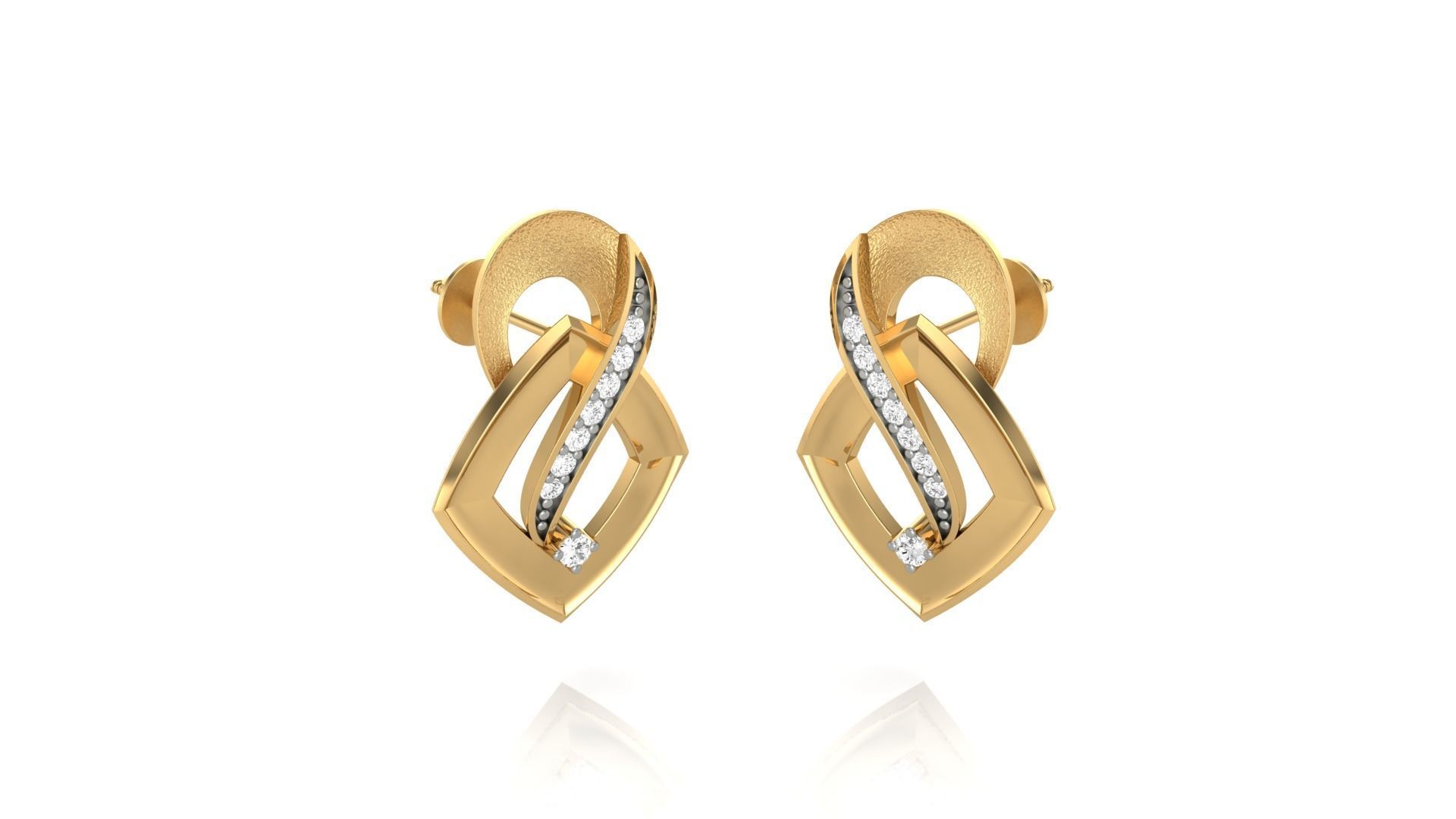 Light weight Diamond Studs Earrings 3dm stl renders 3D print model_3