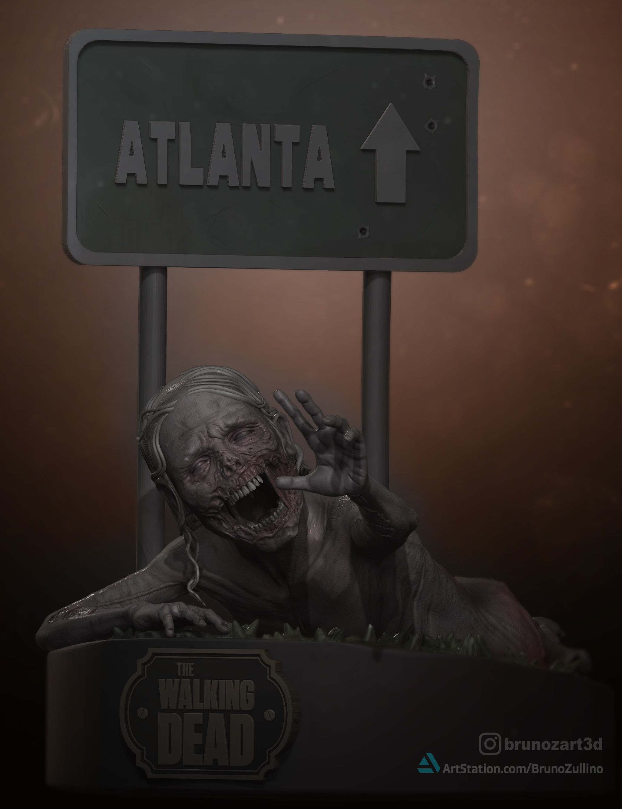 Zombie The walking Dead 3D print model_2